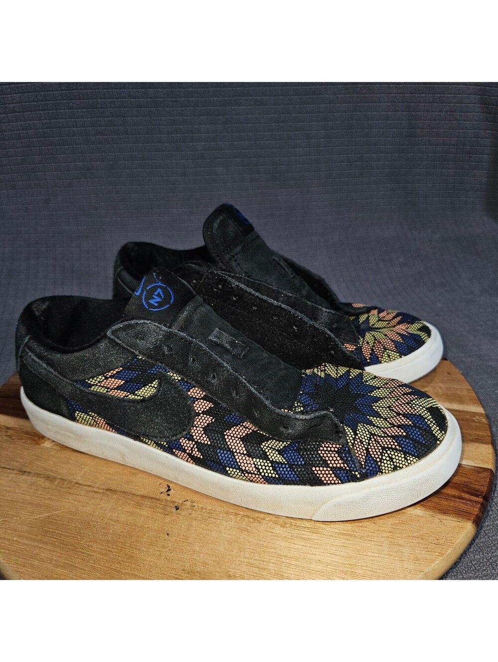 Nike Blazer Low '77 N7 Men's 6.5 Black Multi-Color Geometric Sneaker